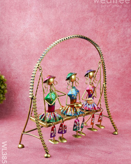 Metal Handpainted Musicians on Swing - WL3856 - Metal Decor Showpiece