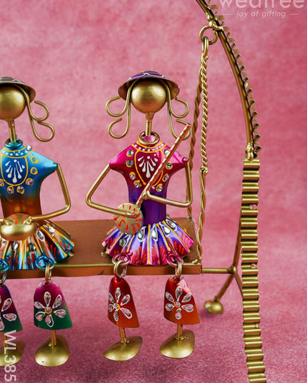 Metal Handpainted Musicians on Swing - WL3856 - Metal Decor Showpiece