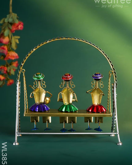 Metal Handpainted Musicians on Swing - WL3856 Metal Decor Showpiece