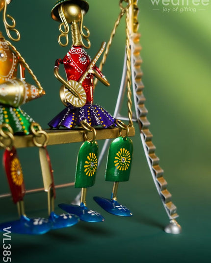Metal Handpainted Musicians on Swing - WL3856 Metal Decor Showpiece