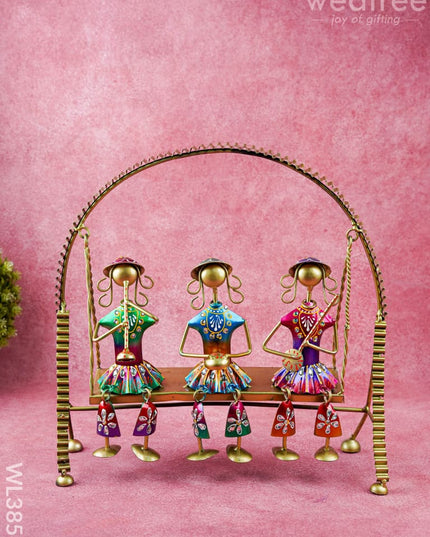 Metal Handpainted Musicians on Swing - WL3856 - Metal Decor Showpiece