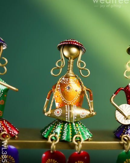Metal Handpainted Musicians on Swing - WL3856 Metal Decor Showpiece