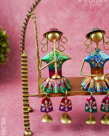 Metal Handpainted Musicians on Swing - WL3856 - Metal Decor Showpiece