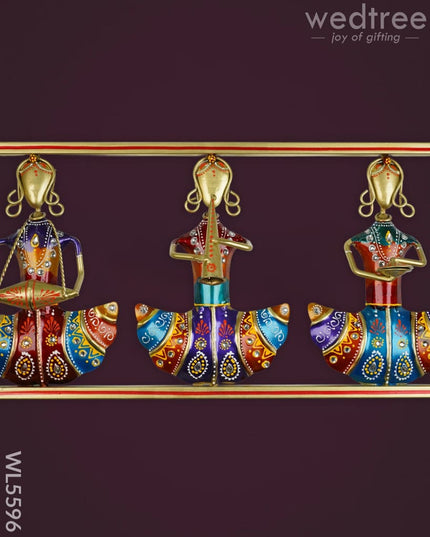 Metal Handpainted Musicians Wall Hanging Panel - Gold - WL5596 - Metal Decor Hanging