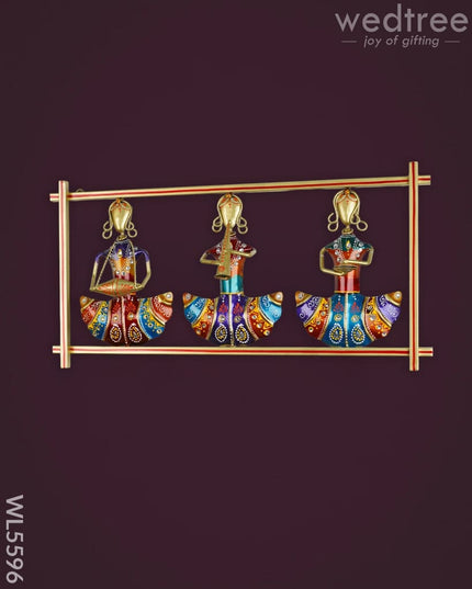 Metal Handpainted Musicians Wall Hanging Panel - Gold - WL5596 - Metal Decor Hanging