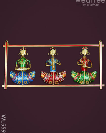 Metal Handpainted Musicians Wall Hanging Panel - Gold - WL5596 - Metal Decor Hanging