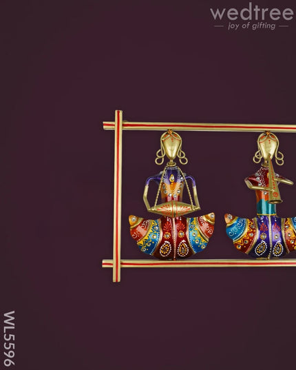 Metal Handpainted Musicians Wall Hanging Panel - Gold - WL5596 - Metal Decor Hanging