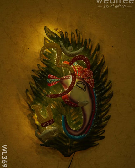 Metal Handpainted Om Ganesha Wall Hanging - Wl3693 Decor