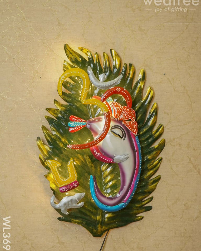 Metal Handpainted Om Ganesha Wall Hanging - Wl3693 Decor