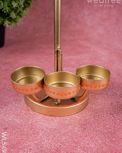 Metal Handpainted Om T Light Holder - Set of 2 - 13 Inch - WL5491 - Metal Decor Showpiece