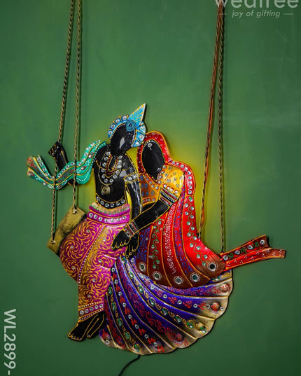 Metal Handpainted Radha Krishna In Jhoola - Wl2899 Decor Showpiece