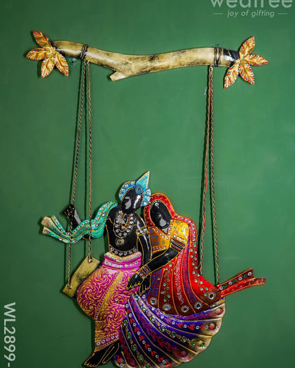 Metal Handpainted Radha Krishna In Jhoola - Wl2899 Decor Showpiece
