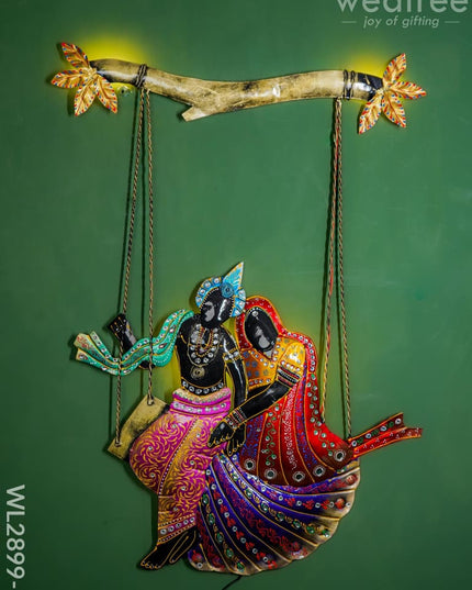 Metal Handpainted Radha Krishna In Jhoola - Wl2899 Decor Showpiece