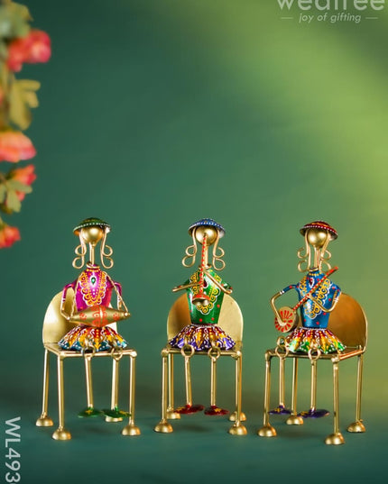 Metal Handpainted Rajasthani Decor - Set of 3 - WL4930 Metal Decor Showpiece