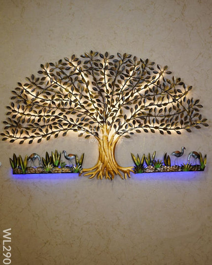 Metal Handpainted Tree With Cranes - Wl2902 Decor Hanging