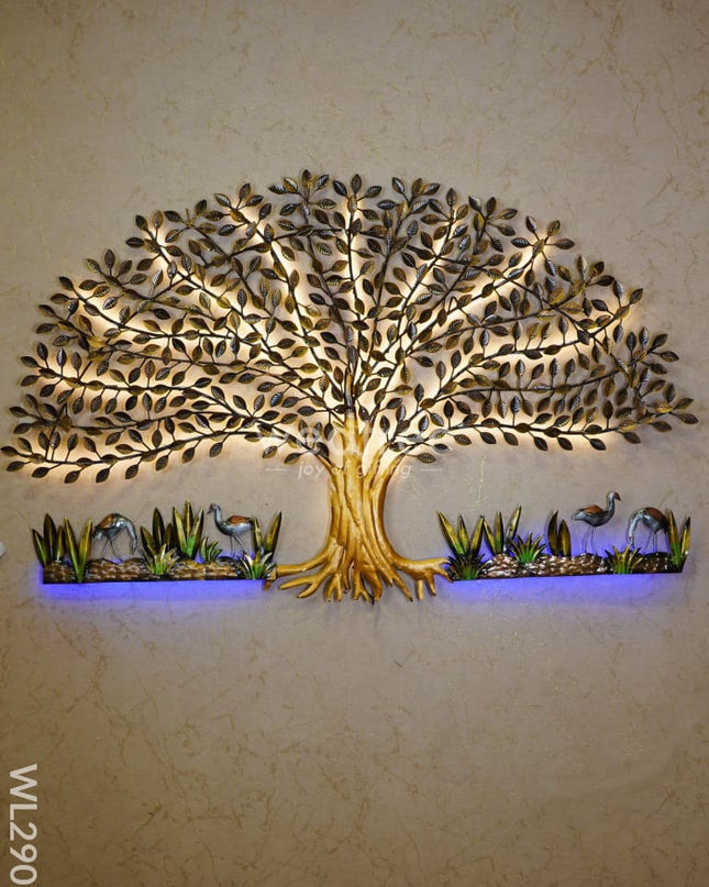 Metal Handpainted Tree With Cranes - Wl2902 Decor Hanging