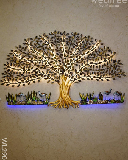Metal Handpainted Tree With Cranes - Wl2902 Decor Hanging