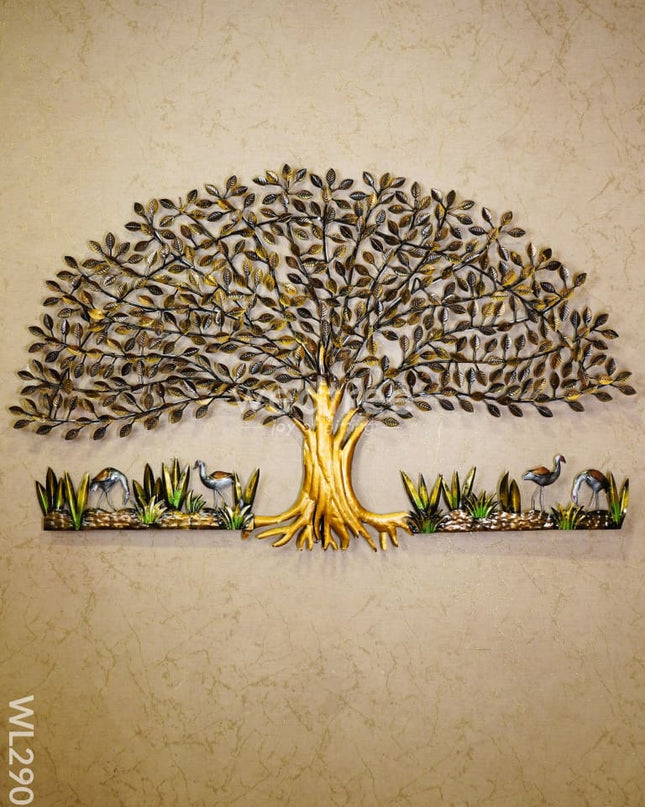 Metal Handpainted Tree With Cranes - Wl2902 Decor Hanging