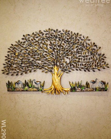 Metal Handpainted Tree With Cranes - Wl2902 Decor Hanging
