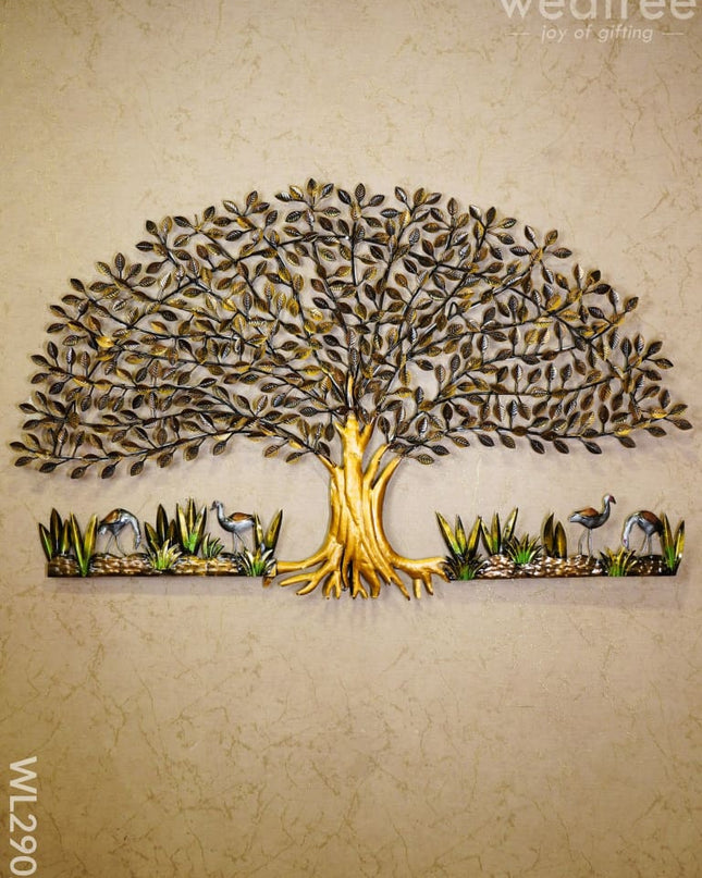 Metal Handpainted Tree With Cranes - Wl2902 Decor Hanging