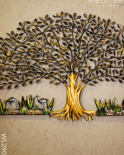Metal Handpainted Tree With Cranes - Wl2902 Decor Hanging