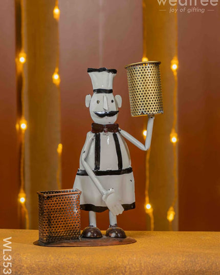 Metal Handpainted Waiter Pen Stand - Wl3532 Decor Utility