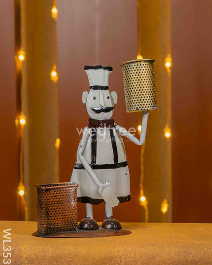 Metal Handpainted Waiter Pen Stand - Wl3532 Decor Utility