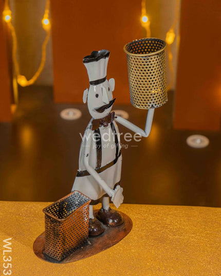 Metal Handpainted Waiter Pen Stand - Wl3532 Decor Utility