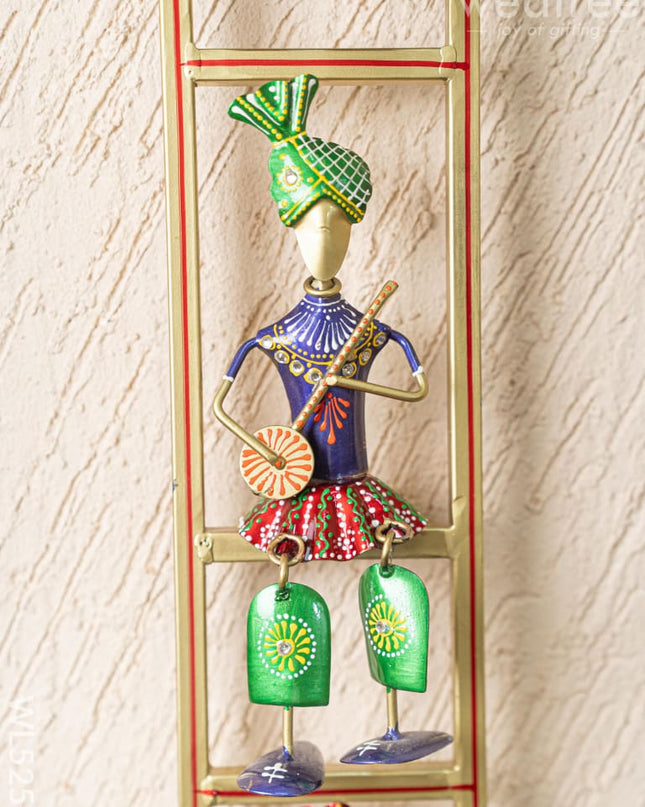 Metal Hanpainted Musician on Frame - WL5259 - Metal Decor Hanging