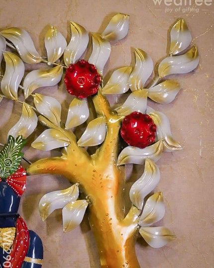 Metal Krishna With Flute & Tree - Wl2905 Decor Hanging