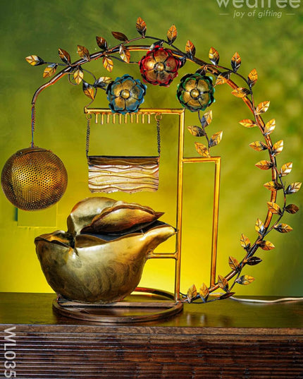 Metal Lamp With Water Fountain - Wl0358 Decor Showpiece