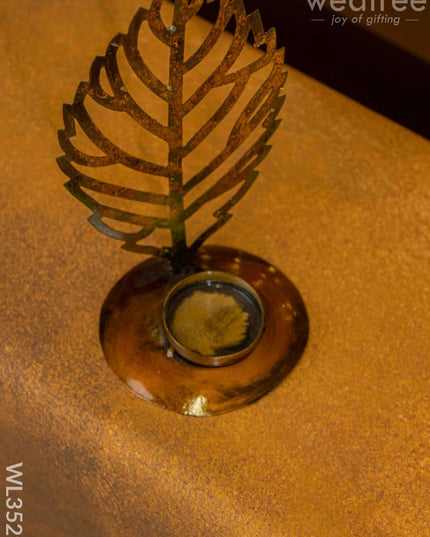 Metal Leaf Candle Holder - Wl3529 Candles & Votives