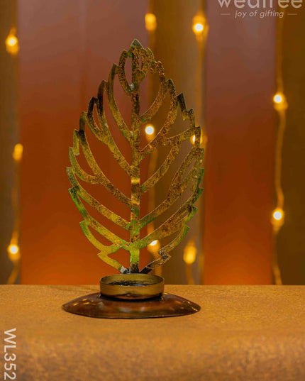 Metal Leaf Candle Holder - Wl3529 Candles & Votives