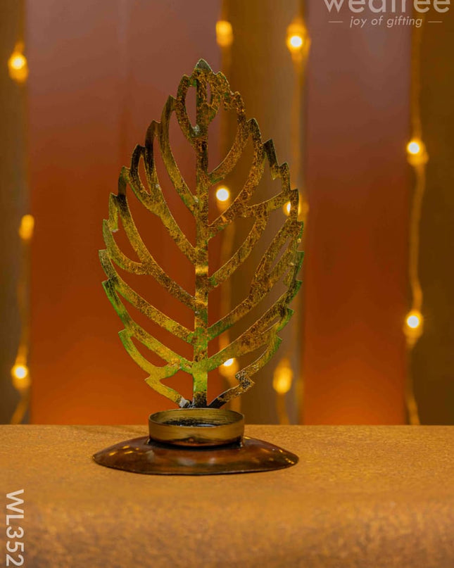 Metal Leaf Candle Holder - Wl3529 Candles & Votives
