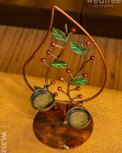 Metal Leaf Shaped Candle Holder - Wl3527 Candles & Votives