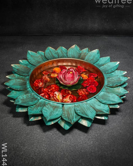 Metal Lotus Urli - Medium -Wl1444 Decor