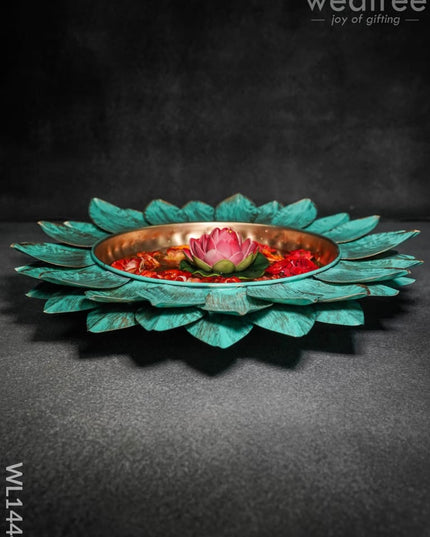 Metal Lotus Urli - Medium -Wl1444 Decor