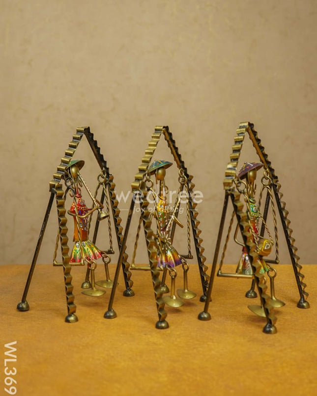 Metal Leg Moving Musicians - Set Of 3 Wl3695 Decor Showpiece