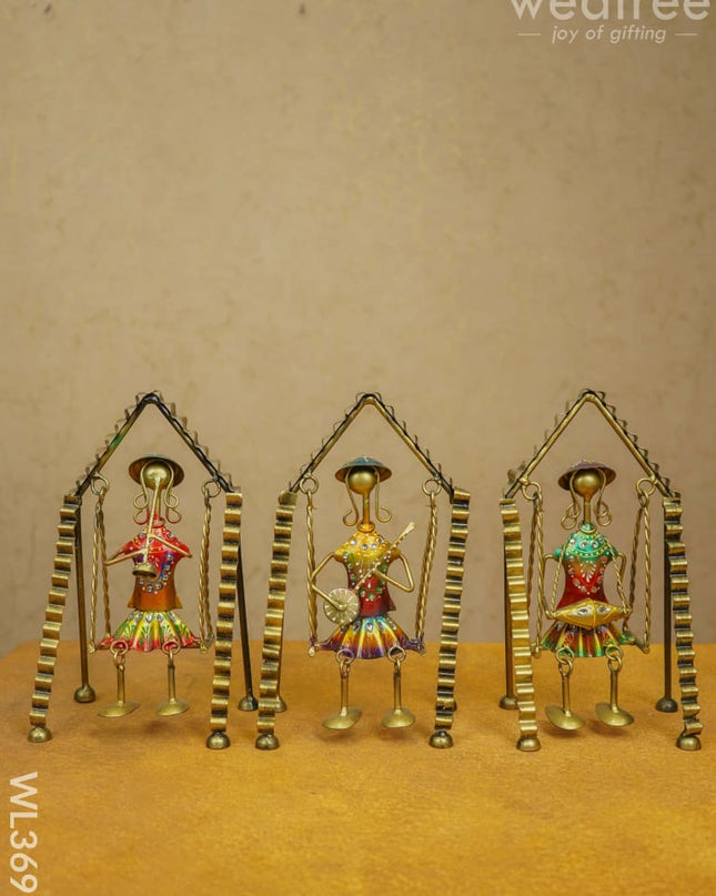 Metal Leg Moving Musicians - Set Of 3 Wl3695 Decor Showpiece