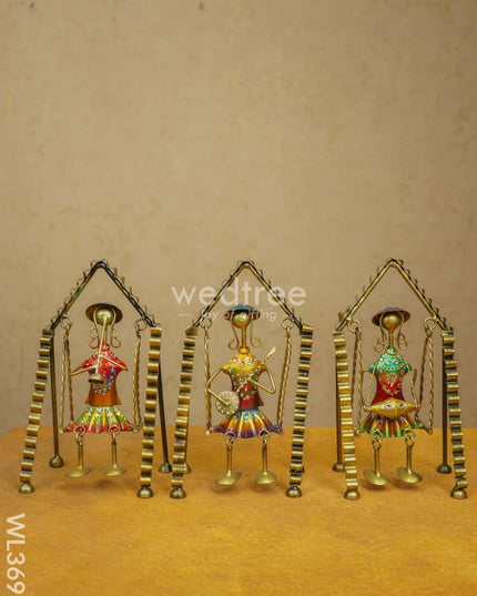 Metal Leg Moving Musicians - Set Of 3 Wl3695 Decor Showpiece