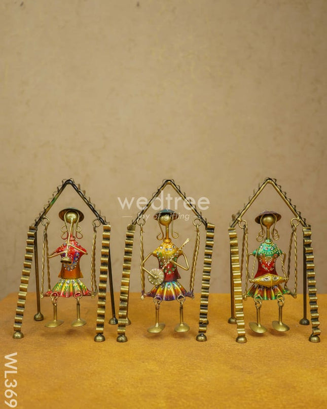 Metal Leg Moving Musicians - Set Of 3 Wl3695 Decor Showpiece