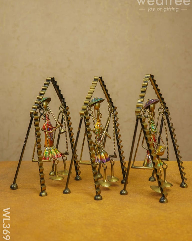Metal Leg Moving Musicians - Set Of 3 Wl3695 Decor Showpiece