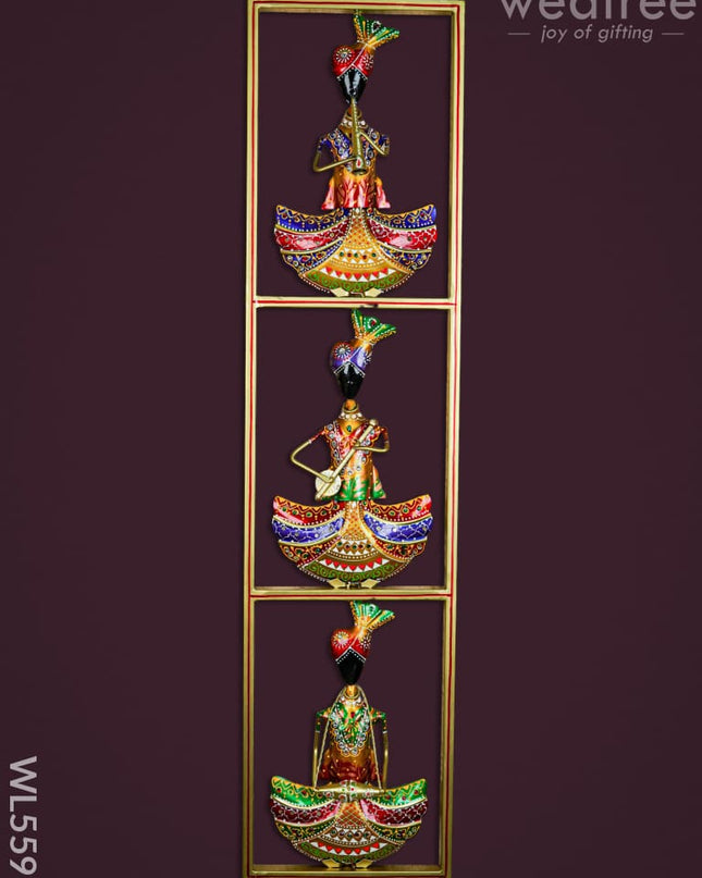 Metal Musicians Wall Hanging Panel - Gold - WL5597 - Metal Decor Hanging