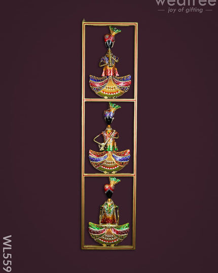 Metal Musicians Wall Hanging Panel - Gold - WL5597 - Metal Decor Hanging