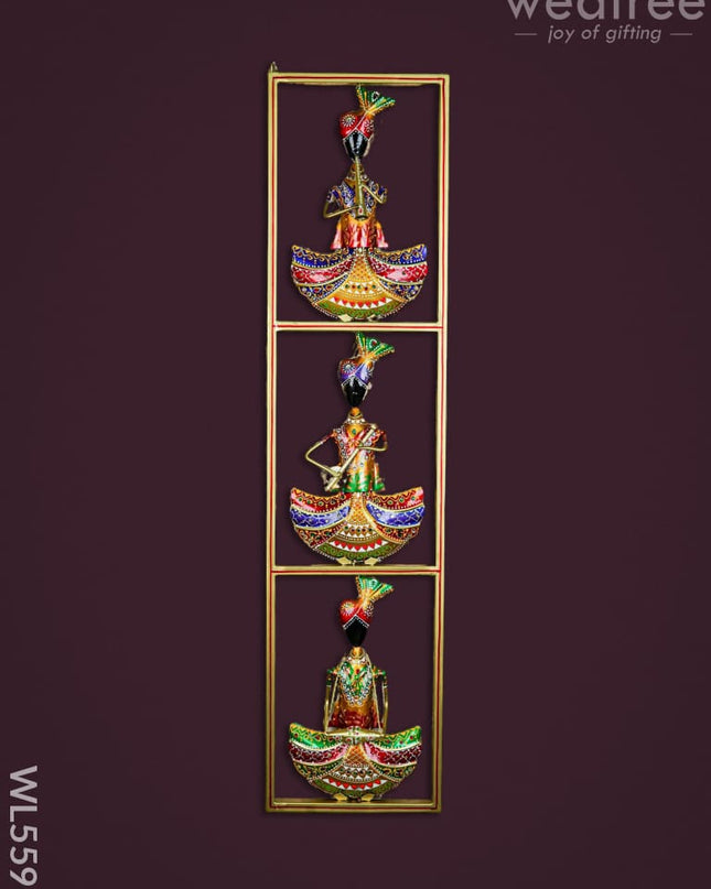 Metal Musicians Wall Hanging Panel - Gold - WL5597 - Metal Decor Hanging