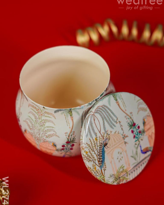 Metal Peacock Designed Storage Jar - Wl3744 Dry Fruit Box