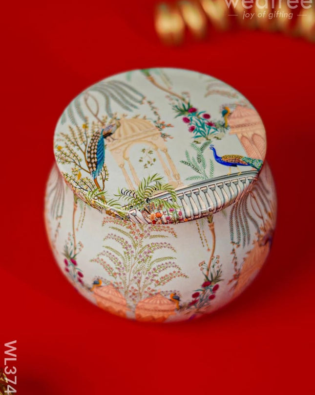Metal Peacock Designed Storage Jar - Wl3744 Dry Fruit Box