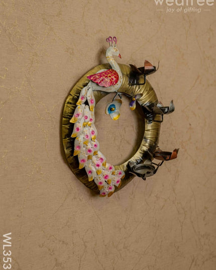 Metal Peacock Hanging T Light Holder - WL3538 - Candles & Votives