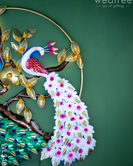 Metal Peacock Wall Hanging with Light - 40 inch - WL5407 - Metal Decor Hanging