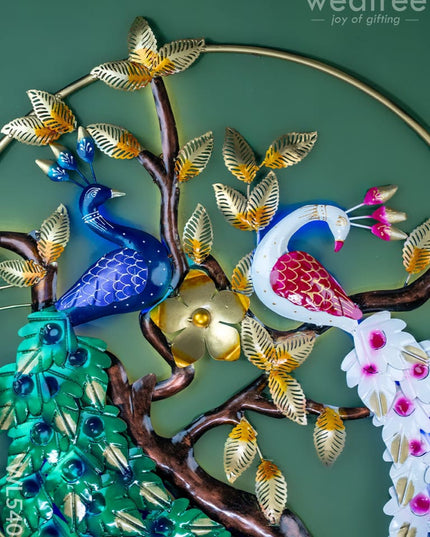 Metal Peacock Wall Hanging with Light - 40 inch - WL5407 - Metal Decor Hanging